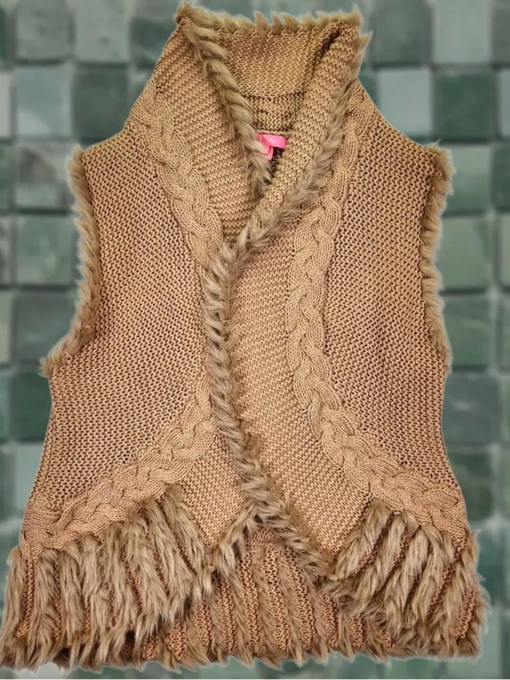 Lilly Pulitzer Fringe-Trim Knit Vest - Camel Tan